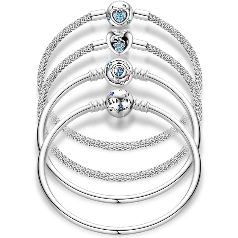 Pulseira Original 17-20CM Prata 925: Brilhe com o Encanto das Estrelas e a Delicadeza dos Detalhes